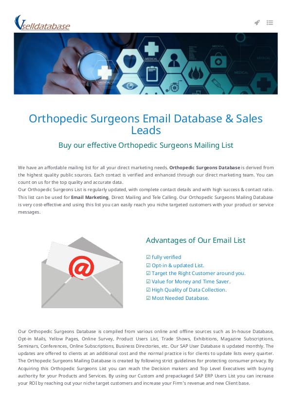 MS Dynamics CRM User database Orthopedic Surgeon User Database- USA