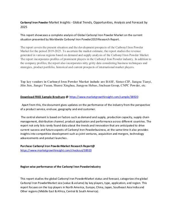Carbonyl Iron Powder Market Insights