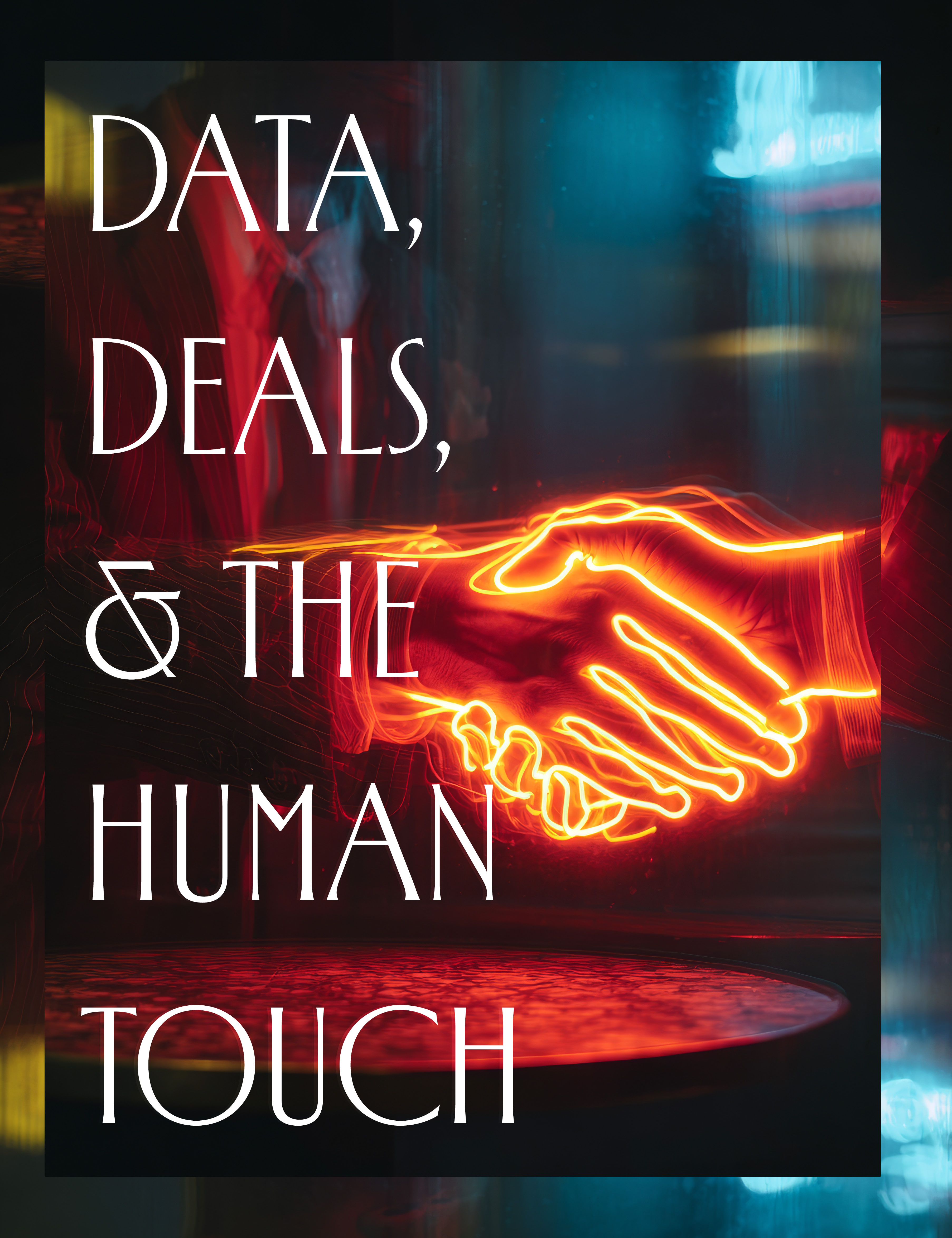 Data, Deals, and The Human Touch: Annual Franchise Development Report cover showing two glowing orange hands shaking